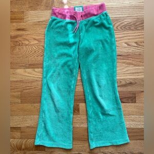 Mini Boden Green & Pink Terry Cloth Pants